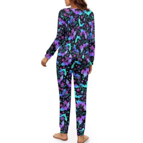 Image of Women's Pajamas Set Soft 2 Piece Loungewear Long Sleeve Pj Set | Matching Sleepwear, Crew Neck Top, Drawstring Jogger Pants with Pockets, Fall Pajama for Home, Sleep, Casual Wear, Plus Size