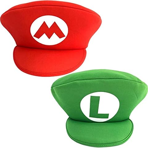 Miotlsy Mütze + Luigi Mütze Rot und grün Perfekt für Fasching, Halloween& Cosplay - Klassische Cappy Cap Cover