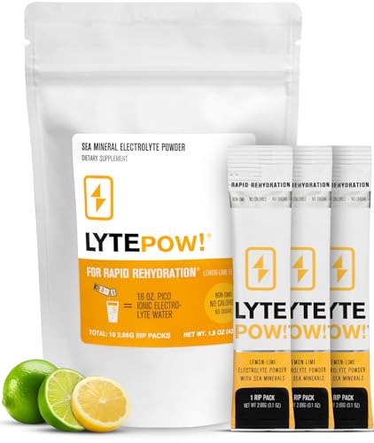 LyteLine Electrolytes Powder - Sea Minerals - Lemon-Lime Hydration Supplement (16 Single Servings)