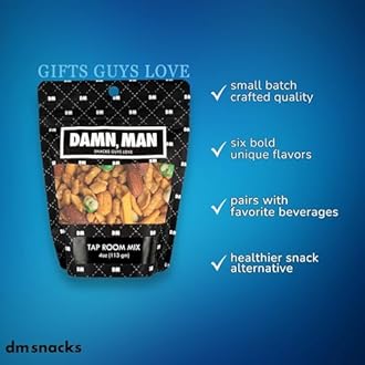 Nut Gift Basket for Men – Birthday Gifts for Men with 6 Handcrafted Nut Varieties – Resealable Snack Pouches – Gift Set for Dad, Husband, Boyfriend, Thank You, Holiday