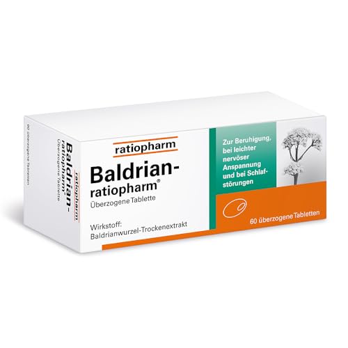 Baldrian-ratiopharm überzogene Tablette: Wirkt beruhigend bei leichter nervöser Anspannung und Schlafstörungen. Mit dem Trockenextrakt aus der Baldrianwurzel. 60 Tabletten