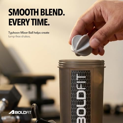 Image of Boldfit Gym Typhoon Shaker Bottle 100% Leakproof Guarantee Sipper Bottle Ideal For Proteins, Pre-Workout And BCAAS, BPA Free Material - Classic Black 700ml