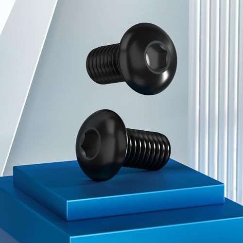 Image of VGBUY 28Pcs 1 /4-20 x 2 Button Head Socket Cap Bolts Screws,304 Stainless Steel 18-8,Black Zinc Plating,Fully Threaded,with Spanner Allen Hex Drive, for Furniture,Water Pump,Light Fixture(VG10310)