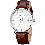 District London Oxford Edition Mens Watch - Slim Light Brown Leather Band Quartz Rose Gold Wrist Watch - Business Fashion Unisex Thin Dress Timepiece