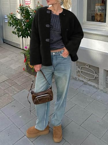 Cicy Bell Womens Faux Fur Jacket Fuzzy Coat Long Sleeve Button Front Warm Winter Outerwear with Pockets4