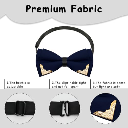Image of Bow Ties for Men Women Metal Gold Bowtie, Pre Tied Mens Bow Tie Tuxedo Bowties Men for Prom Wedding Party