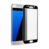  Film Protector de Pantalla Color Negro Vidrio Templado Curva y Completa con Paño Limpieza Display y Paño Humidificado para Samsung Galaxy S7 Edge