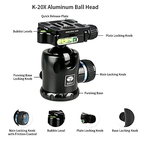 Sirui Am-254 Carbon Fiber Tripod With K20X Ball Head, Compact Travel Tripod Kit With Quick Release Plate (Am-254+K20X) #TOP2