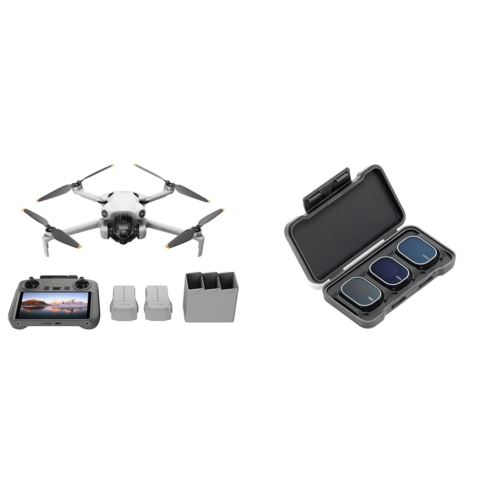 DJI Mini 4 Pro Fly More Combo con DJI RC 2 (Radiocomando con Schermo), Mini Drone con Telecamera, Meno di 249 g C0 & Set filtri ND per Mini 4 Pro (ND16/64/256)