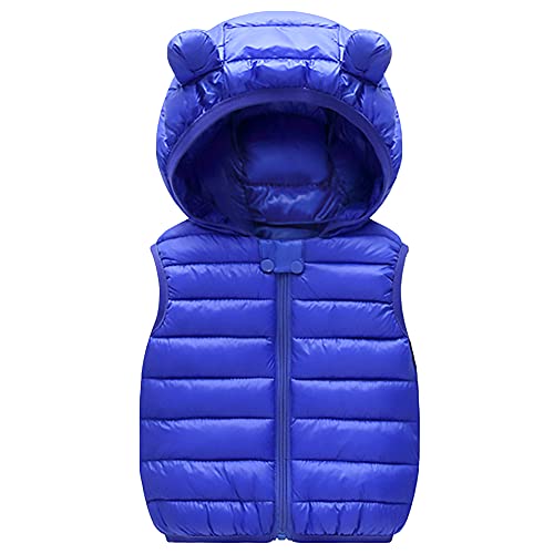 Image of AIWUHE Baby Boys Girls Hooded Puffer Vest Winter Lightweight Sleeveless Bear Ears Zipper Up Jacket Down Vest Coat Vests Kids