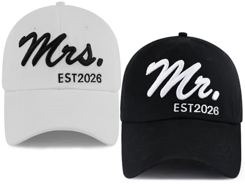 Mr and Mrs Gifts 2026 Bride Groom Baseball Cap Honeymoon Essentials Matching Mr Mrs Hat Birthday Wedding Engagement Gifts for Couples Newlyweds