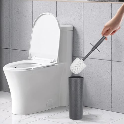 Image of Topsky Toilet Brush,2 Pack Compact Toilet Brush & Holder Set,Plastic Round Barrel Loo Brush with 2 Replacement Toilet Brush Head,Durable for Bathroom Toilet,Dark Gray