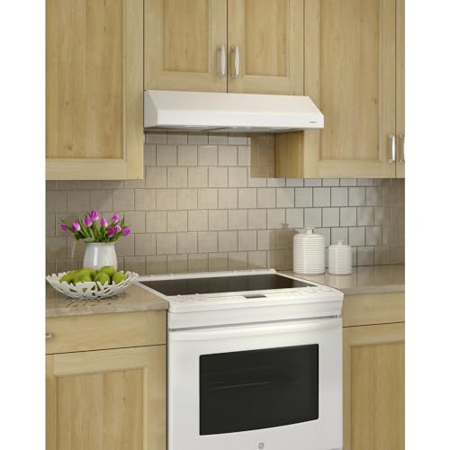 Broan-NuTone BCSEK130WW Energy Star Certified Ligh Glacier 30-inch Under-Cabinet 4-Way Convertible Range Hood with 2-Speed Exhaust Fan and Light, 300 Max Blower CFM, White