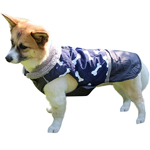 JoyDaog-Fleece-Collar-Reversible-Dog-Coats-for-Small-Dogs-Waterproof-Warm-Puppy-Jacket-for-Cold-WinterBlue-XS - Cucciolini Doodles   JoyDaog-Fleece-Collar-Reversible-Dog-Coats-for-Small-Dogs-Waterproof-Warm-Puppy-Jacket-for-Cold-WinterBlue-XS