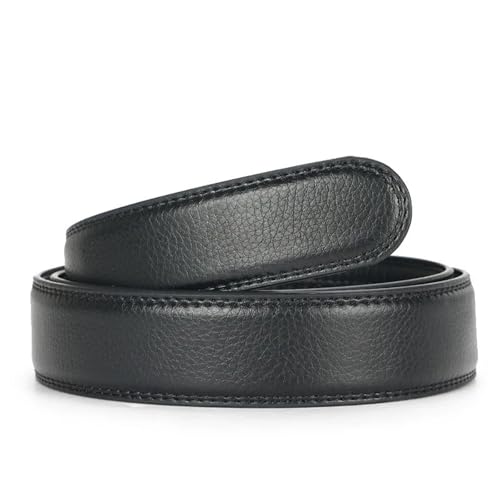 2 PCS Men's Leather Belts No Buckle Automatic Black Brown Waistband 3.5cm2