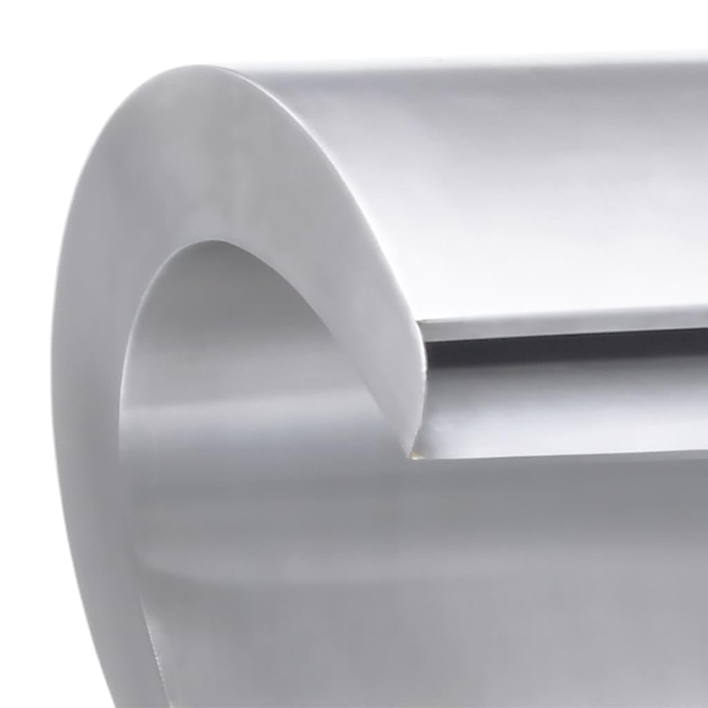 Fontana da giardino a cascata in acciaio inox, colore argento, 34 x 49 x 82 cm, con pompa, luce a LED, luce bianca calda, cascata per giardino, terrazza, laghetto, esterno, Feng Shui