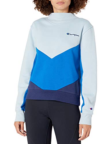 Champion Women's Crewneck, Snowdrop Grey/Bozzetto Blue/Athletic Navy, Large