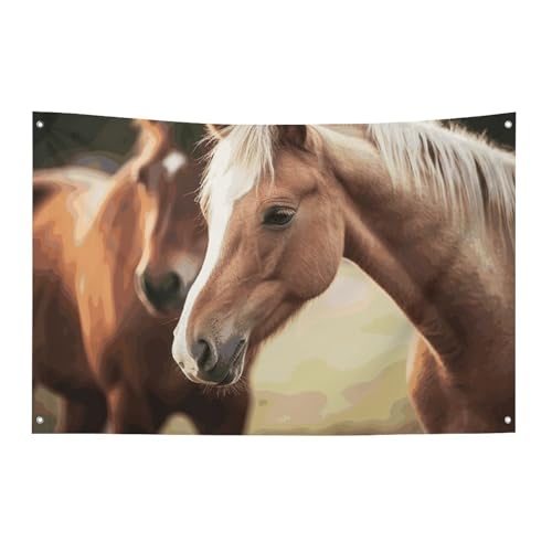 Drapeau de jardin double face motif cheval pour décoration de festival extérieur