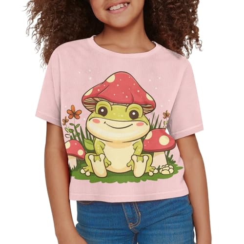 Image of Kids T Shirt Short Sleeve Crop Tops for Girls Summer Clothes Pullover Tees Shirt 5-14