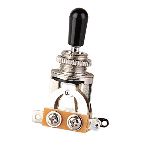 Timiy 3 Ways Short Straight Guitar Toggle Switch Pickup Toggle Switch Black Tip Knob Cap - Thumbnail 2