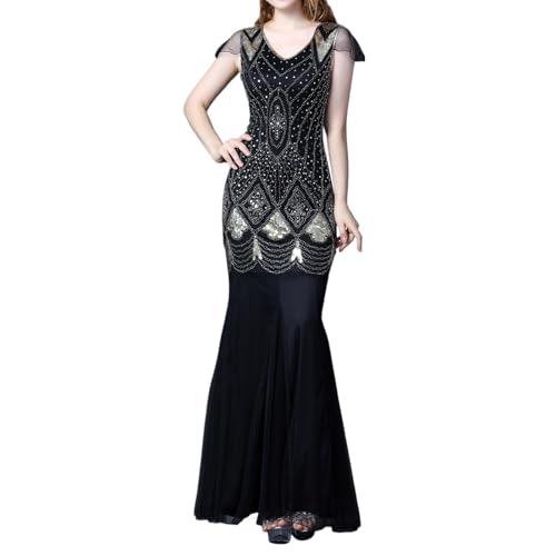 Vestido de noche para mujer de los años 20, sin mangas, sexy, vestido de fiesta, elegante, vintage, vestido de cóctel estilo años 20, vestido de baile, vestido de fiesta, vestido de cóctel brillante