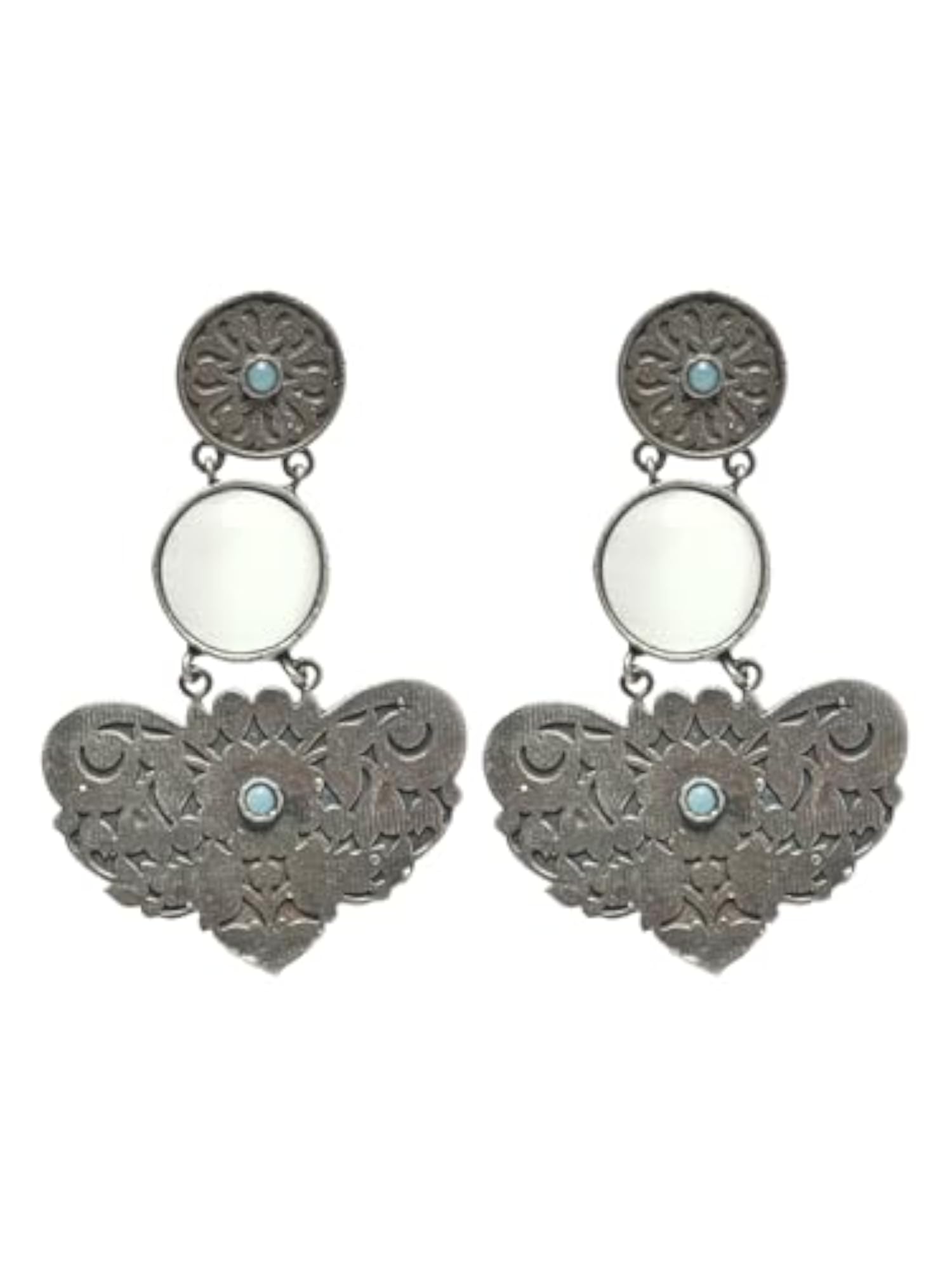 92.5 Silver Plated Oxidised Long Earrings in Grey