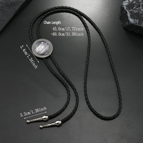 Image of Joxevyia Bolo Tie for Men Vintage Cow Skull Leather Rope Western Cowboy Necktie Vintage Bola Tie Gift for Him