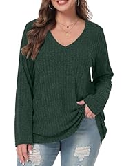 V6-dark Green V Neck Tops