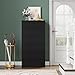 FOTOSOK Black Dresser, 6 Drawer Dresser, Modern Tall Black Storage Chest of Drawers Wood Dresser with Metal Sliding Rail, Handleless Drawer Cabinet for Home & Office