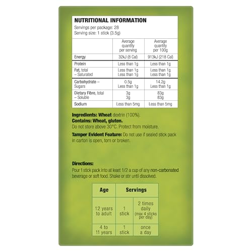 Benefiber Natural Fibre Supplement Go Taste Free 28 Sticks 98g 100 Ingredients