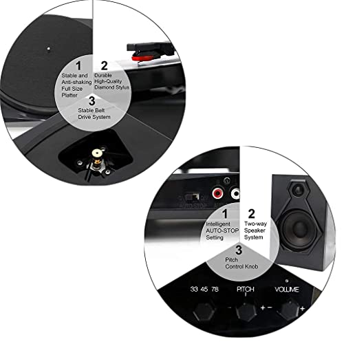 Tourne-Disque phonographe, Lecteur de Vinyle avec 2 Haut-parleurs stéréo séparés, Tourne-Disque Bluetooth, système HiFi… - Les Beatles, Paul McCartney, John Lennon, RIngo Starr, George Harrison Tourne-Disque phonographe, Lecteur de Vinyle avec 2 Haut-parleurs stéréo séparés, Tourne-Disque Bluetooth, système HiFi… – Image 7