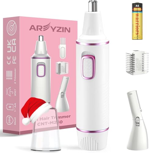 Painless Nose Hair Trimmer for Women 2025 Upgrade Nose Trimmer Ladies Noses Hair Trimmer Dual Edge Blades Battery(Included)-Operated with IPX7 Waterproof for Easy Cleansing