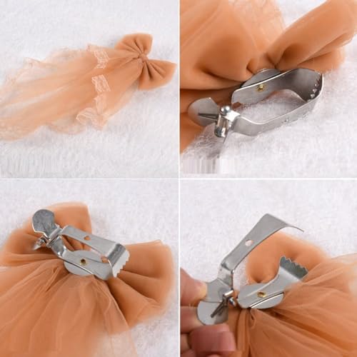 Clip de cortina para lugar de boda y habitación de niña lazos de encaje gris OUdini 3