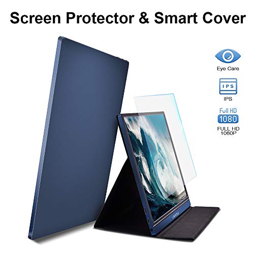 Portable Monitor - Lepow Upgraded 15.6 Inch IPS HDR 1920 x 1080 FHD Computer Display Game Screen with USB Type-C HDMI for Laptop PC MAC Phone Xbox Switch PS4 Include Smart Cover Screen Protector Blue