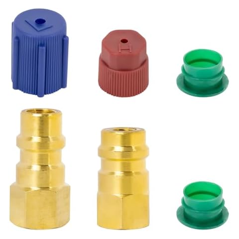 Fourtry R12 to R134a Conversion Fitting Adapter Kit - R12 to R134a Retrofit Kit with High/Low Side Fitting, Conversion Kit with Fitting Port 1/4" to 7/16" Fit for Car A/C Air Conditioner Refrigerant Cover