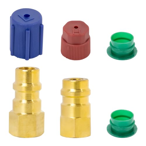 Fourtry R12 to R134a Conversion Fitting Adapter Kit - R12 to R134a Retrofit Kit with High/Low Side Fitting Conversion Kit with Fitting Port 1/4 to 7/16 Fit for Car A/C Air Conditioner Refrigerant