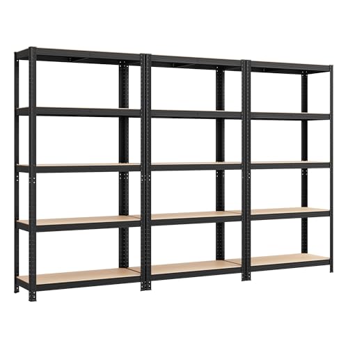 SONGMICS GLR040B03 - Estantería para Cargas Pesadas, 40 x 270 x 180 cm, con Estructura de Acero, soporta hasta 875 kg, 5 estantes Ajustables, Color Negro