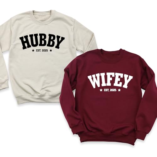 Custom Wifey Hubby Sweatshirts, Custom Anniversary Wedding Birthday Honeymoon Gift Outfit, Personalized Mr. And Mrs Hoodie, Couples Matching Husband Wife Sweatshirt, Wedding Party Long Sleeve, New Mrs4