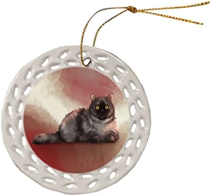 Doggie of the Day Selkirk Rex Cat Christmas Doily Ceramic Ornament