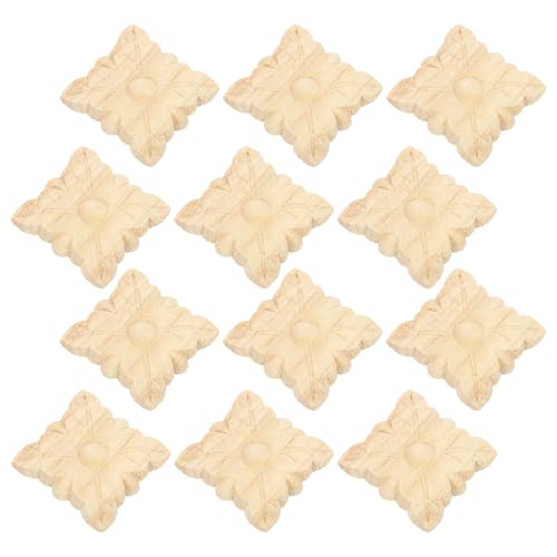 Toyvian 12 piezas Aplicaciones Talladas Madera Decoración para Puertas Muebles Mesita Noche Molduras Decorativas para Armarios y Cama