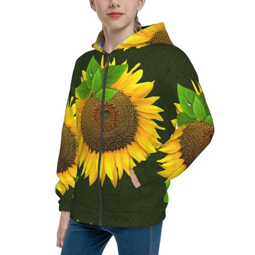 Sunflower Kid Hoodies Boys Zip Up Sweatshirts Girls Pullover with Pocket