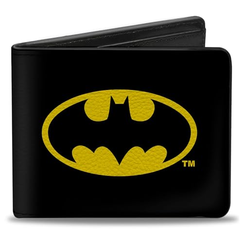 Image of DC Comics Wallet, Bifold, Batman Black Yellow, Vegan Leather, 4.0 inch x 3.5 inch