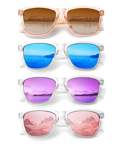 Womens Trendy Sunglasses Classic Retro Sun Glasses for Travel Driving 4Packs