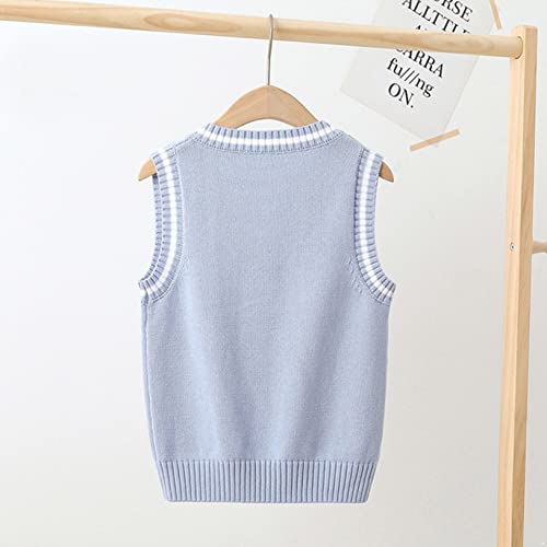 Unisex Kids Girls Boys V-Neck Knitted Sweater Vest Students Uniform School Wear Solid Color Casual Waistcoat Top3