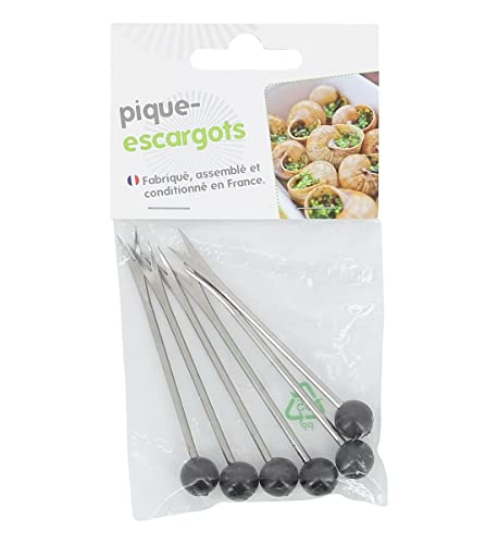 6 piques à escargots en inox et plastique 8,5 cm