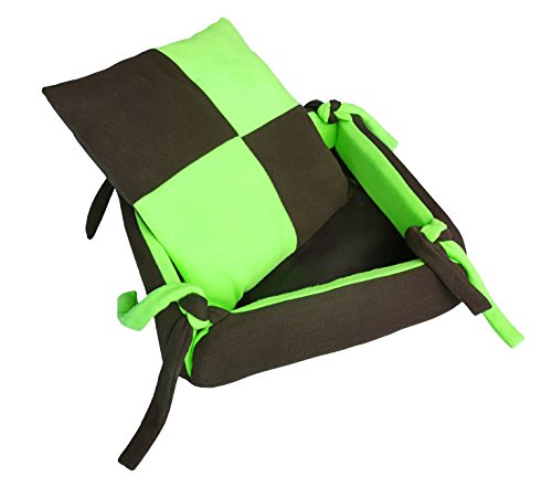 Image of Fluffy's Luxurious Dog /Cat Bed Square Shape Super Soft Foam Reversible Sky Blue & Black (Green, Medium)