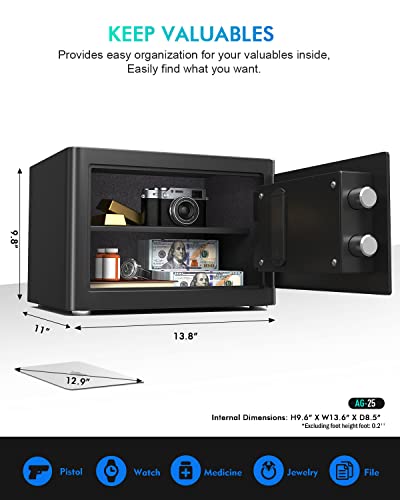 Aifeibao Deluxe Touch Screen Small Fireproof Safe Box Caja Fuerte Home Security Safes With Biometric Fingerprint Hidden Password, Digital Safe For Office Hotel Dorm Money(0.8 Cubic Feet Black) #TOP6