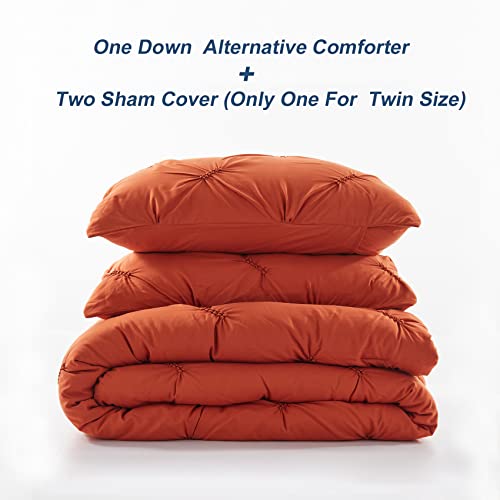 Anluoer King Comforter Set -Pintuck Down Alternative Comforter With 2 Pillow Shams, Soft King Size Bedding Comforter Sets Lightweight All Season (Burnt Orange,102X90 Inches, 3 Pieces) #TOP7