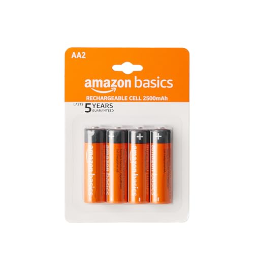 Image of Amazon Basics AA Rechargeable Batteries | 2500 mAh with 1.2 V Power| Ni-MH Batteries | Ultra High Power | for Mid to High Drain Devices (Pack of 4)
