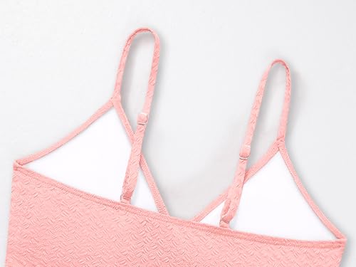Image of Girls Swimsuit Solid Bathing Suit 2 Piece Twist Cross Adjustable Straps Soft Lining Bikini for Teen Girls with Chest Pad